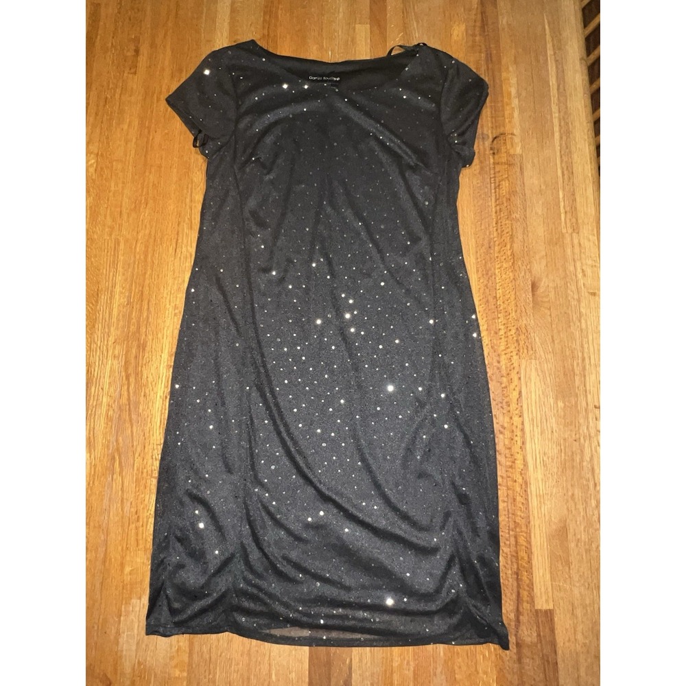 Danillo Boutique‎ Women Medium Black Sequins Sparkle Short Sleeve Cocktail Dress